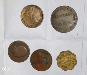 Copper nikel coin pre independence era 5 coins