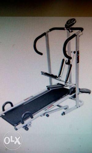 Gray And Black 4-in-1 Manual Treadmill