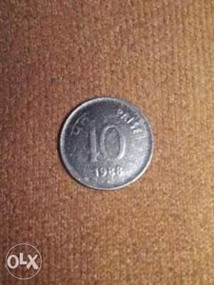 Indian 10 paise of year 