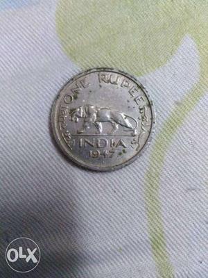 One Rupee Indian Coin at Time of independence.
