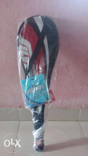 Red, White, And Black Tennis Racket With Bag