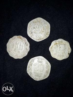 Two 10 And 20 Indian Paise Coins