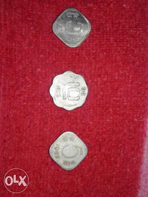10 And Two 5 Indian Pais Coins