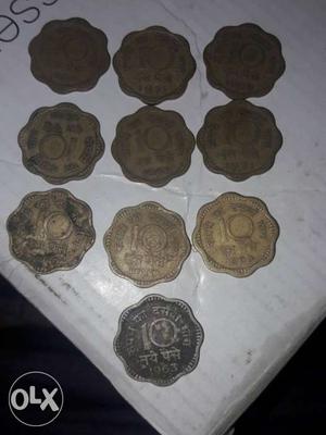 10 Indian Paise golden Coin Lot