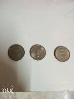 3 one rupee coin  king emperor George Vl