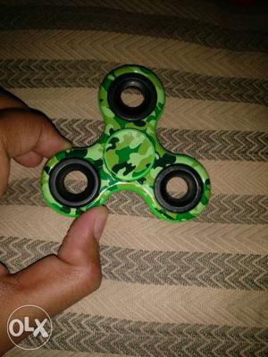 Beige, Black, And Green Camouflage 3-bladed Fidget Spinner