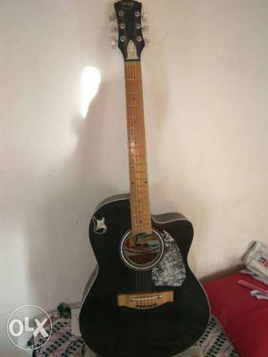 Black And White Single Cut-away Acoustic Guitar