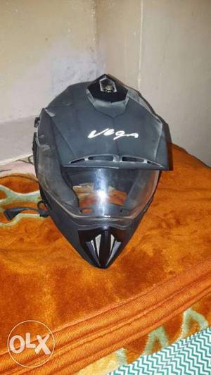 Black And White Vega Motocross Helmet