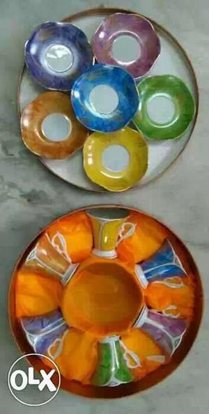 Brand new multicolor cup saucer set