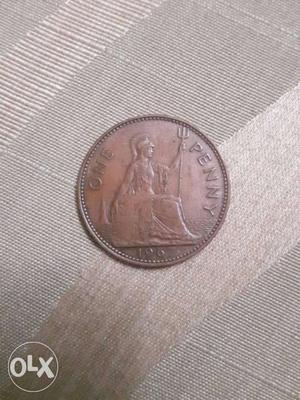 Copper One Penny Coin