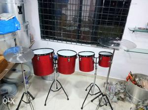 Drum set 4 pic Red Percussion Instruments
