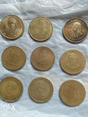 Nine Round Copper Coins