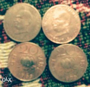 Old 20 paisa Gandhi and lotus coin for sale