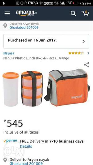 Orange And White Plastic Containers And Duffle Bag