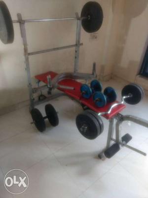 PERSONAL HOME GYM with 50 kg weights, plain rod,