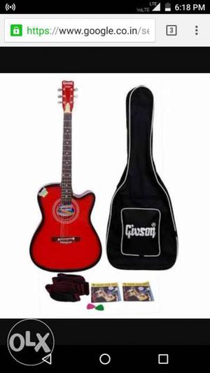 Red And Black Givson Acoustic Guitar With Bag Screenshot