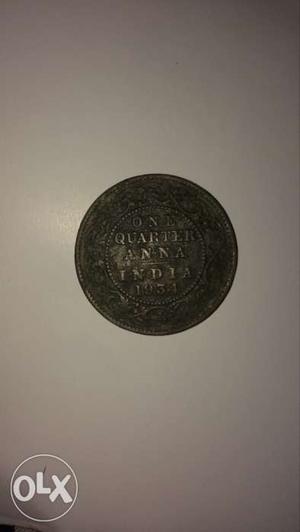 Round Copper Coin 5 coins one quarter anna (Urgent)
