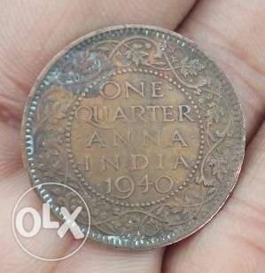 Round One Quarter Anna India Bronze Coin