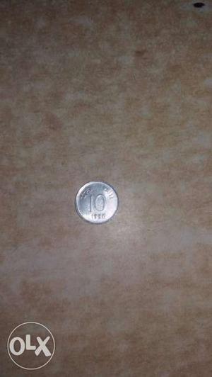 Round Silver 10 Indian Coin