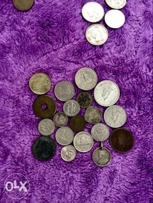 Silver, Brown And Black Round Coins
