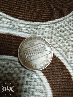 Silver United States Of America One Cent Coin