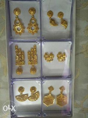 Six Pairs Of Gold Earringts