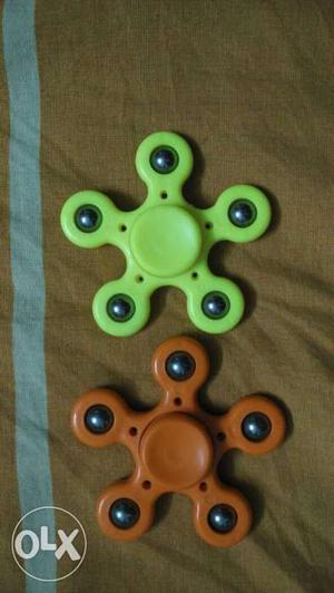 Two Brown And Green 5-axis Fidget Hand Spinners