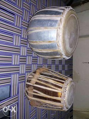 Two Brown Wooden Drums