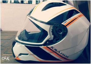 White And Orange Kraitos Full-faced Helmet