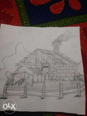 Wooden House Pencil Sketch