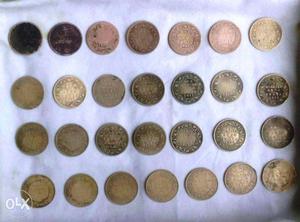 27 Coins of One Quarter Anna, Collection from  to 