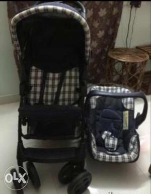 Baby's Black-and-white Plaid Travel System