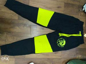 Black And Yellow Printed Sweat Pants