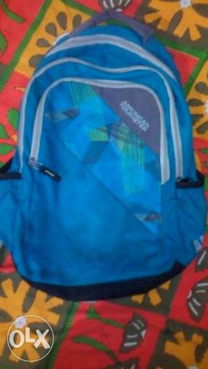 Blue And Green Canvas Backpack