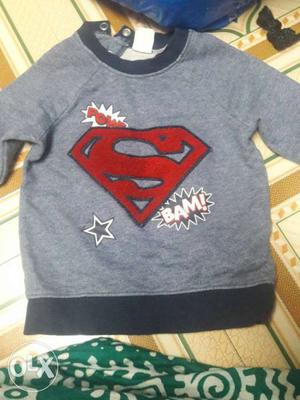 Brand=H&M superman sweatshirt size= 6 to 9 mnth
