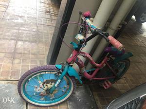Children's Pink And Blue Bicycle