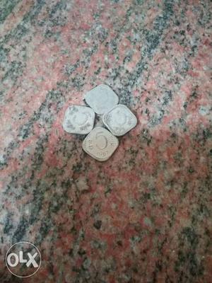 Four 5 Indian Paise Coins
