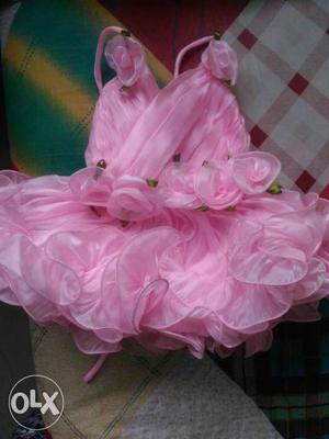 Girl's Pink Floral Spaghetti Strap Dress