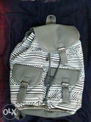 Gray And White Backpack Didn't used atleast once.new bag