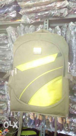 Grey And Yellow Backpack