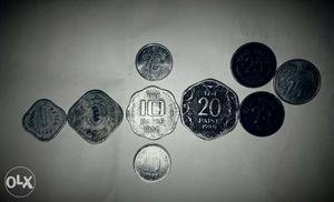 Nine Silver Vintage Coins