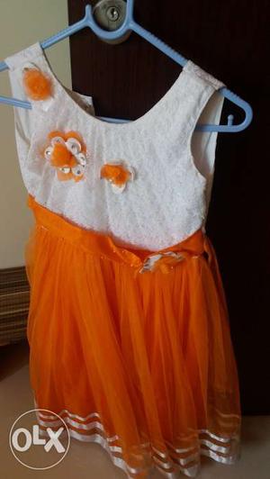 Orange princess Gown for girls aged 3 yrs to 6