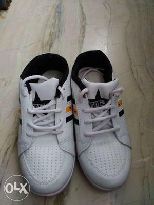 Pair Of White-black Sneakers (Size-9)