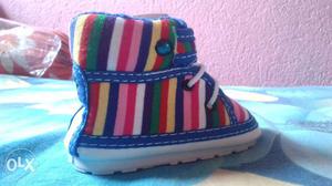 Pink White Blue Green Red And Yellow Stripe Booties