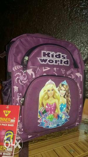 Purple Kids World Backpack