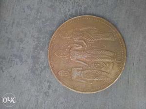 Round Copper Women Embossed Coin