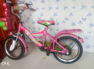 Toddler's Pink, White And Green Bicycle