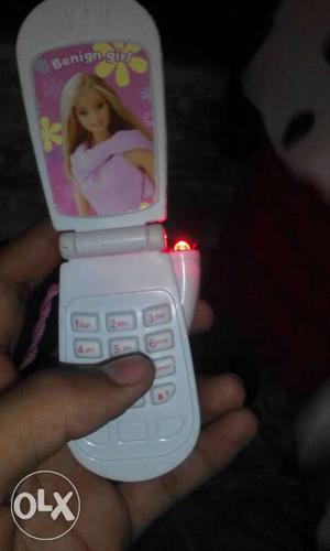 White Barbie Flip Phone Toy