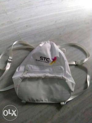 White STC Drawstring Backpack