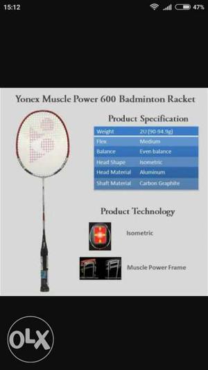 Yonex Muscle Power 600 Badminton jointless